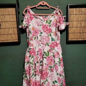 Pink floral unique vintage dress